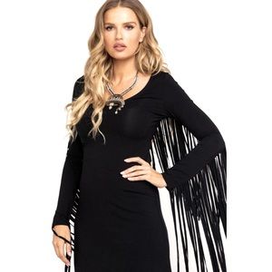 Fringe black dress